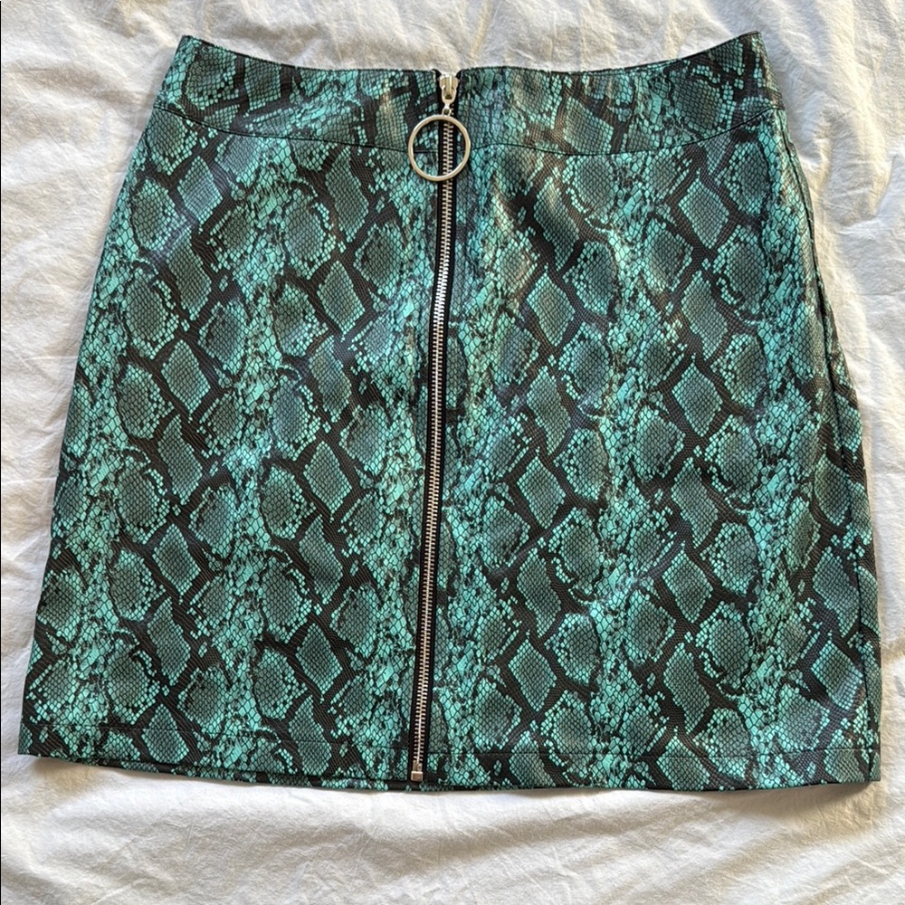 Green Snake Print Skirt